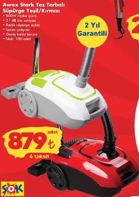 AWOX STARK TOZ TORBALI SÜPÜRGE YEŞİL/KIRMIZI